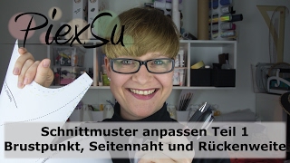 Schnittmuster anpassen  Abnäher verlegen RückenweiteHüfttiefe anpassen  PiexSu [upl. by Notfa]