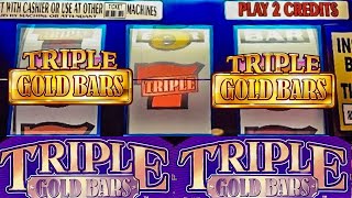 Triple Gold Bars Old School 3 Reel Casino Slot [upl. by Nauqit]