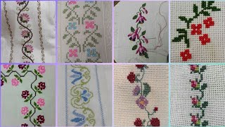 Floral cross stitch Hand embroidery thick cotton  Beautifull Hand cross stitch [upl. by Elfie]