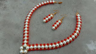 How To Make Pearl Necklace Crystal Necklace Useful amp Easy [upl. by Artenal]