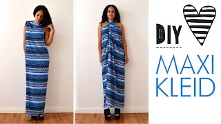 DIY Maxikleid ohne Nähen in 5 Minuten  Sommerkleid Strandkleid Weste langes Kleid selbst machen [upl. by Barn]