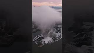 Morning fog Oregon City Willamette Falls oregoncity willamettefalls [upl. by Eiralih240]