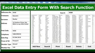 How to Create Excel VBA Data Entry Form With Search Function using Userform  Full Tutorial [upl. by Imorej]