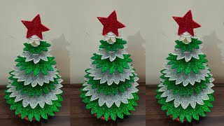 How to make Christmas tree from Glitter foam Easy to make Glitter Christmas tree uliyasworld [upl. by Prady419]