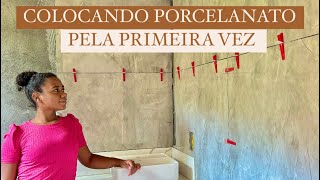 COLOCANDO PORCELANATO NO MEU BANHEIRO PELA PRIMEIRA VEZ obra construção casa sonhodacasapropria [upl. by Berti88]