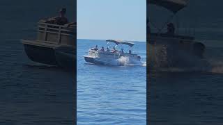 PONTOON BOAT SPEEDING FUN AT THE VENICE FLORIDA JETTY [upl. by Dayiz280]