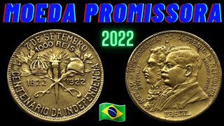 moeda promissora 1000 réis 1922 comemorativa do primeiro centenario da indepedencia peça valiosa [upl. by Slerahc]