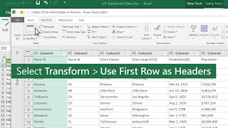 Promote a row to a column header in Excel [upl. by Debbee]