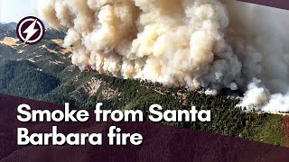 Smoke from Californias Lake Fire shrouds parts of Santa Barbara [upl. by Nediarb]