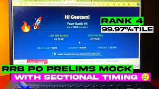 RANK 4 9997tile in RRB PO MOCK with sectional timing ✅🔥 [upl. by Nnywg]