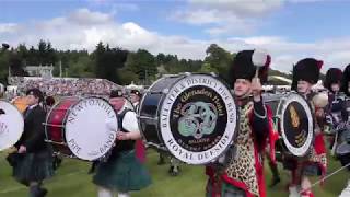 Aboyne Games 2017  Parades by the massed bands around the highland games field [upl. by Lesiram]