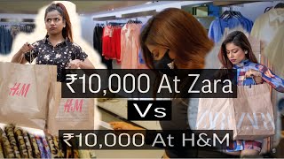 ₹10000 at ZARA Vs ₹10000 at HampM 🛍🛒  10k Shopping challenge🛍  Rugees Vini💕 [upl. by Anirrok]