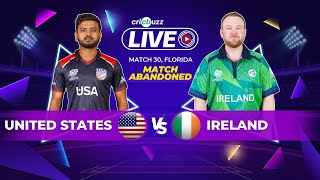 USAvIRE  Cricbuzz Live T20 World Cup  Match Abandoned USA reach Super 8s Pakistan Eliminated [upl. by Humph]