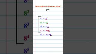 What digit is in the ones place of 8235 maths math matheducation exponents patterns mathedu [upl. by Kidd]