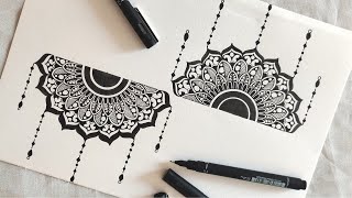 How to Draw Mandala Art  SemiCircle Mandala  How to draw Mandala for Beginners  Easy mandala [upl. by Sibella]