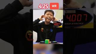 Phenomenal 425 Rubiks Cube WORLD RECORD Average by Yiheng Wang🇨🇳 [upl. by Annauqaj]