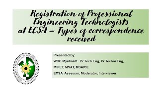 Registration of Technologists at ECSA  Types of Correspondence Received from ECSA [upl. by Sivet]