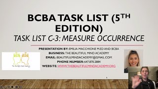 BCBA 5th Edition Task List C3 [upl. by Eisned]