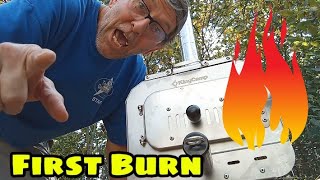 Burn Baby Burn Hot Tent Wood Stove assembly maintenance cleaning amp First burn [upl. by Thorny]