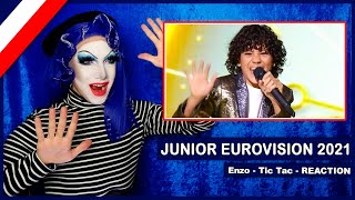 FRANCE  Enzo  Tic Tac LIVE  Drag Queen Reacts to Junior Eurovision 2021 [upl. by Atikat]