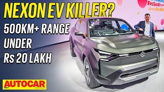 Suzuki eVX  Nexon EV rival with 500km range and sub Rs 20 lakh price  First Look  Autocar India [upl. by Kirstin]