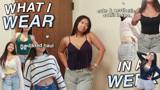 COLLEGE VLOG WHAT I WEAR IN A WEEK cute amp aesthetic school outfit inspo ft edikted tryon haul [upl. by Murrah992]