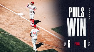 Phillies vs Mariners Game Highlights 8424  MLB Highlights [upl. by Blatt]