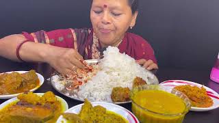 BIGBITES EATING RICE WITH BIT VORTA BADHAKOPI VORTA DAL SORSHE AMUDE SANKAR KALIA KATLAR ঝোল। [upl. by Phelan]