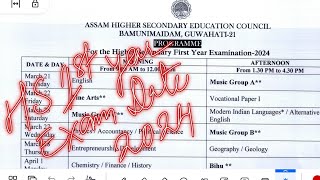 hs 1st year final exam date 2024  ahsec  class 11 exam routine [upl. by Millda815]