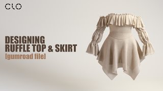 Designing a Ruffled Top amp Skirt  CLO3DMD  Project File [upl. by Elnora583]