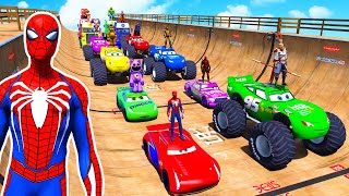 GTA V SPIDERMAN FIVE NIGHTS AT FREDDYS THE AMAZING DIGITAL CIRCUS Join in the Epic New Stunt Race [upl. by Idyak958]