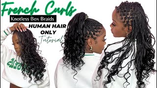 HOW TO LOOSE WAVE BULK HUMAN HAIR KNOTLESS BOX BRAIDS  SMALLish  FT YWIGS HAIR  STYLES [upl. by Ibed]