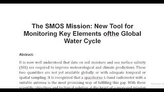 The SMOS Mission New Tool for Monitoring Key Elements ofthe Global Water Cycle [upl. by Jerrome]