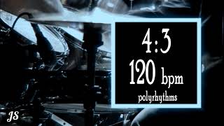 120 Bpm  43 Polyrhythm Drum Beat [upl. by Schnur]