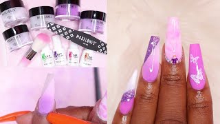 Creating Easy Marble Color Block amp Ombre Nails With Dip Powders  Modelones Dip Powder Kit Review [upl. by Agn997]