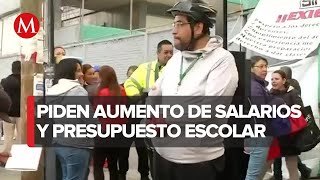 Protestan trabajadores del Colegio de Bachilleres en la alcaldía Venustiano Carranza [upl. by Suivatnod585]