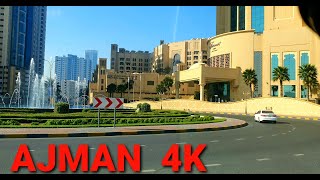 4K  Ajman City  Drive in Downtown 0322021 Corniche Market Shops Hotels UAE  FULL HD  4K [upl. by Kcirted]