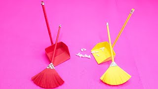 DIY Mini Paper Broom and Dustpan  How to Make Origami Broom and Dustpan [upl. by Norrabal]