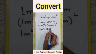 Convert m2 to cm2 maths shorts vedio important easy [upl. by Oicanata443]