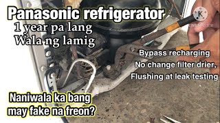 Panasonic refrigerator not cooling repair and bypass hack recharging refrigerant [upl. by Ardnik]