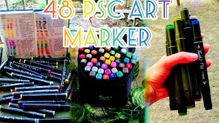 MARKER PEN UNBOXING VIDEO 48 psc markers pen set  colour marker for drawing art dual markerpen 🎨 [upl. by Eustasius868]