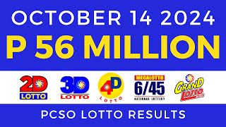 Lotto Result Today 9pm October 14 2024  PCSO Complete [upl. by Joashus]