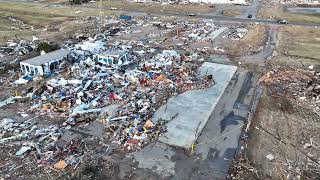 12112021 Dawson Springs Ky Extraordinary tornado damage Town destroyed drone [upl. by Karlene474]