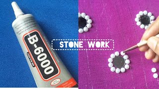 stone work with fabric glue  কিভাবে পার্লস্টোন লাগাতে হয় দেখে নিন [upl. by Eulaliah]