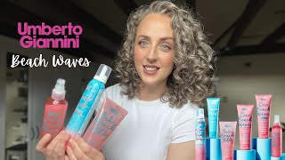 Trying Umberto Giannini Beach Waves products on wavy curly hair [upl. by Riedel277]