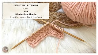 Cours N°4 DÉBUTER le Tricot🧶2 MAILLES ENSEMBLE À LENDROIT mailanec tutorial knitting begginers [upl. by Nivlem]