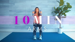 Chair Exercises for Seniors  10 Minute Arm Workout w Dumbbells [upl. by Idyh]