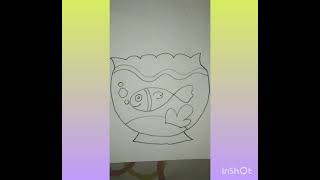 Easy Fish tank drawing and colouring Drawing Activity for kids Fish tank 🐠 [upl. by Gideon215]