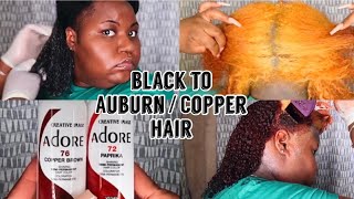 Dying my Natural Hair AuburnCopper  Black to Aubrun hair  Adore Cajun Spice Copper Brown [upl. by Minta]