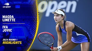 Magda Linette vs Iva Jovic Highlights  2024 US Open Round 1 [upl. by Clevey]